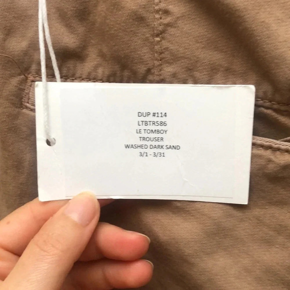 FRAME Le Tomboy Ripped Trouser Washed Dark Sand Distressed Size 26 NWT - Picture 9 of 9